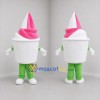 Custom Pink and White Soft Serve Ice Cream Cup Mascot Costume Adult Full Body Suit for Food Promotions