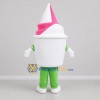 Custom Pink and White Soft Serve Ice Cream Cup Mascot Costume Adult Full Body Suit for Food Promotions