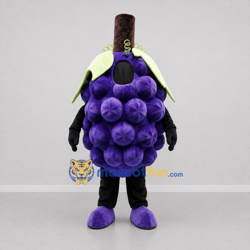 Custom Purple and Green Grape Bunch Mascot Costume Adult Full Body Suit for Harvest Festivals