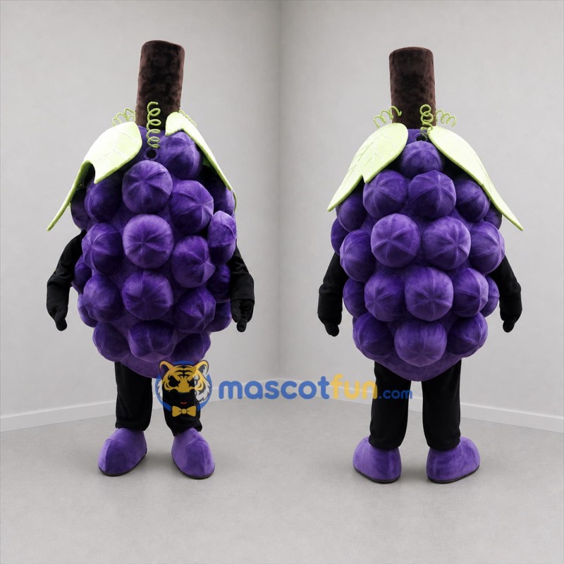 Custom Purple and Green Grape Bunch Mascot Costume Adult Full Body Suit for Harvest Festivals