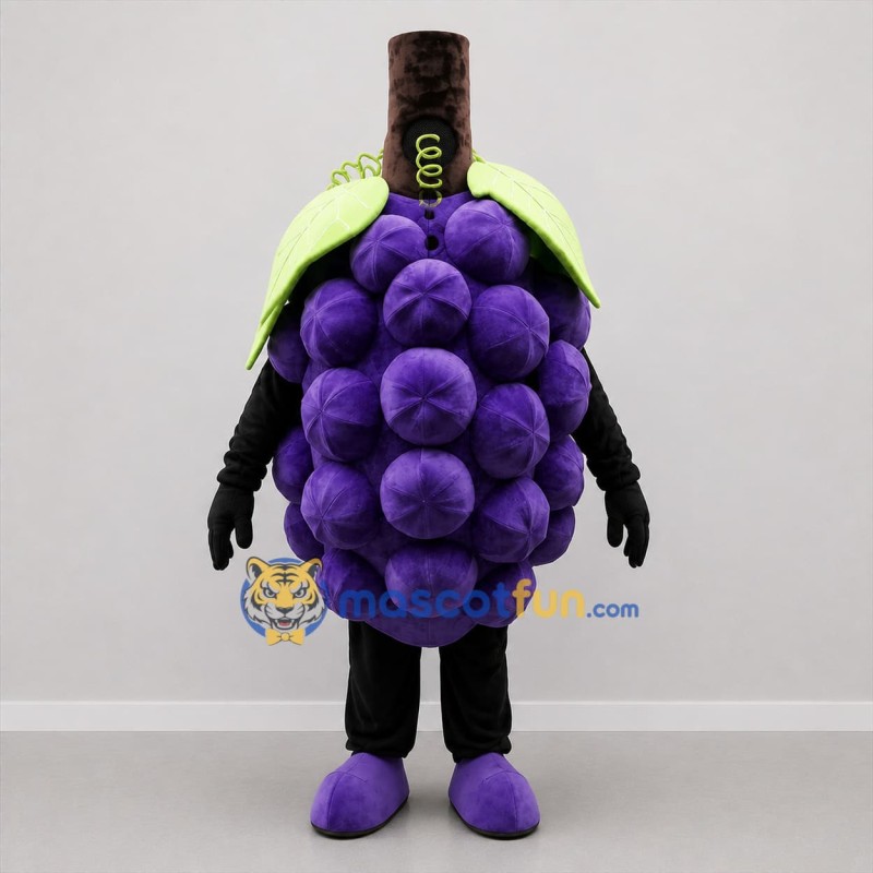 Custom Purple and Green Grape Bunch Mascot Costume Adult Full Body Suit for Food Promotions