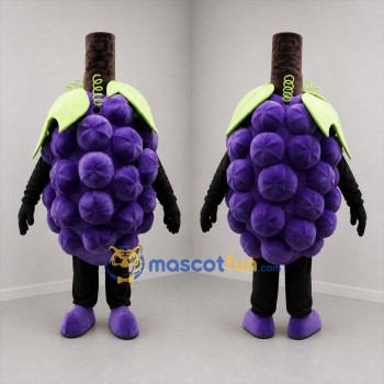 Custom Purple and Green Grape Bunch Mascot Costume Adult Full Body Suit for Food Promotions