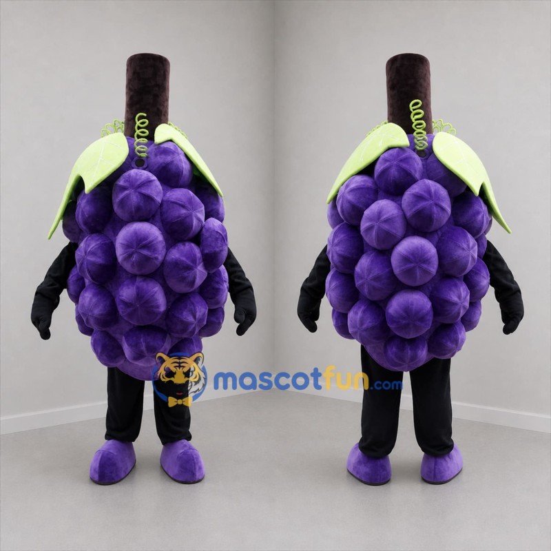 Custom Purple and Green Grape Bunch Mascot Costume Adult Full Body Suit for Harvest Festivals