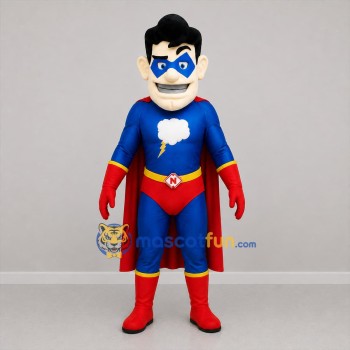 Custom Blue and Red Superhero Mascot Costume Adult Full Body Suit for Children's Parties
