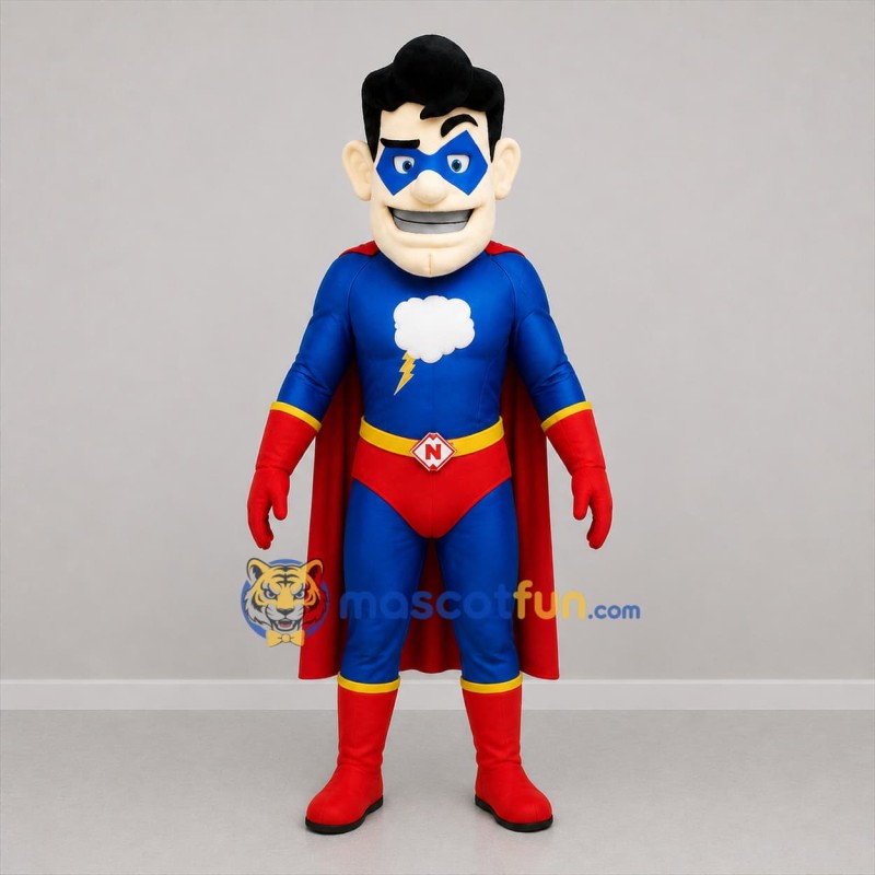 Custom Blue and Red Superhero Mascot Costume Adult Full Body Suit for Children's Parties