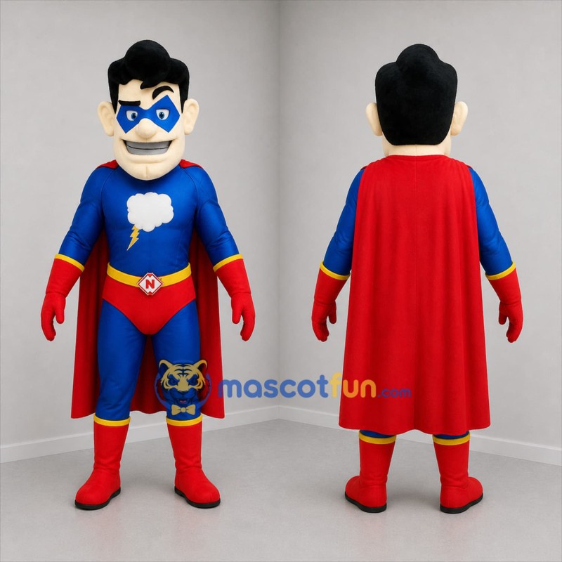 Custom Blue and Red Superhero Mascot Costume Adult Full Body Suit for Children's Parties