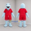 Custom Light Blue and Red Aquatic Animal Mascot Costume Adult Full Body Suit for Sports Events
