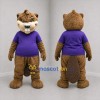 Custom Brown and Purple Beaver Mascot Costume Adult Full Body Suit for Nature Events