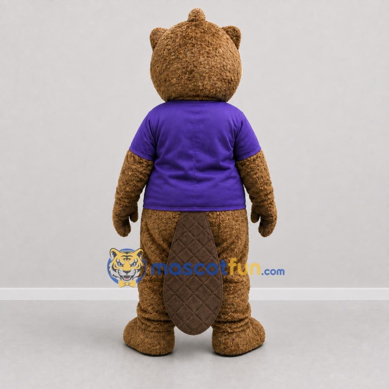 Custom Brown and Purple Beaver Mascot Costume Adult Full Body Suit for Nature Events