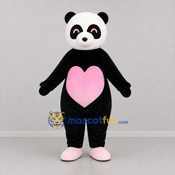 Custom Black White and Pink Panda Mascot Costume Adult Full Body Suit for Valentine's Day Events