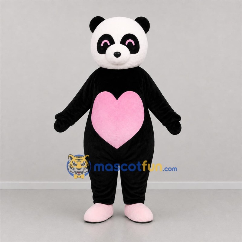 Custom Black White and Pink Panda Mascot Costume Adult Full Body Suit for Valentine's Day Events