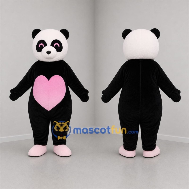 Custom Black White and Pink Panda Mascot Costume Adult Full Body Suit for Valentine's Day Events