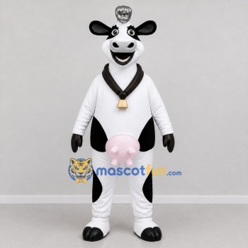 Custom Black and White Cow Mascot Costume Adult Full Body Suit for Farm Events