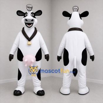 Custom Black and White Cow Mascot Costume Adult Full Body Suit for Farm Events