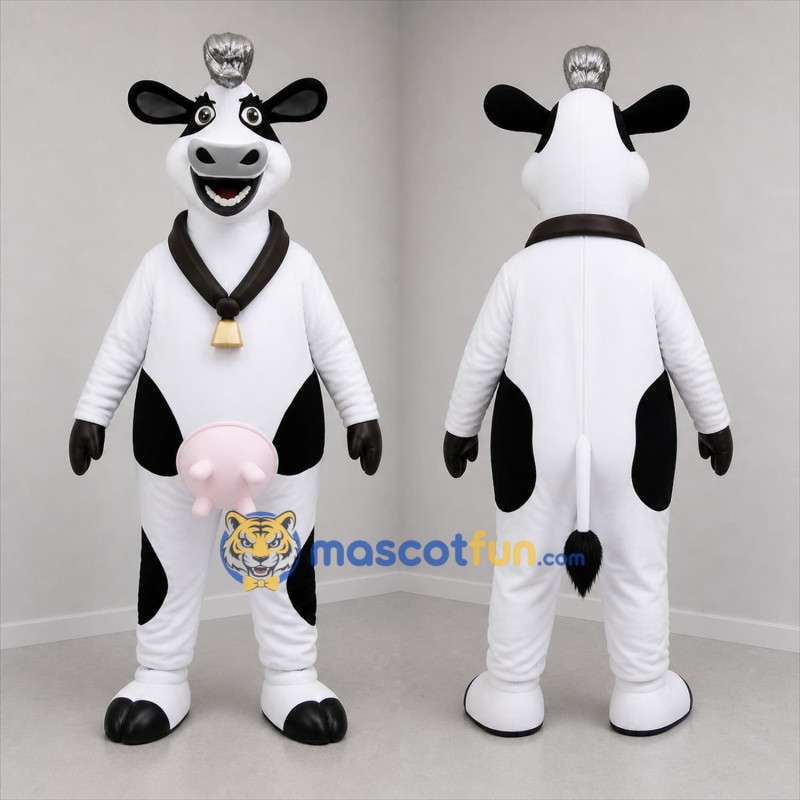 Custom Black and White Cow Mascot Costume Adult Full Body Suit for Farm Events