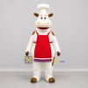 Custom White Brown and Red Chef Cow Mascot Costume Adult Full Body Suit for Food Promotions