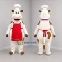 Custom White Brown and Red Chef Cow Mascot Costume Adult Full Body Suit for Food Promotions