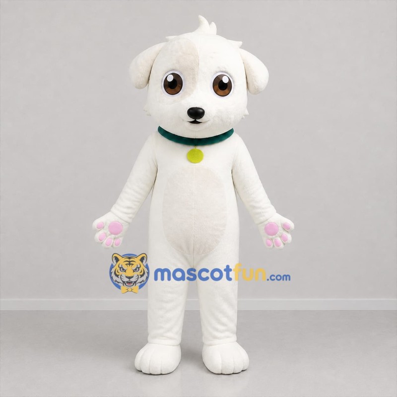 Custom White Puppy Mascot Costume Adult Full Body Suit for Pet Events