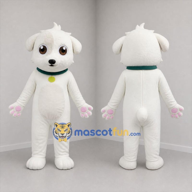 Custom White Puppy Mascot Costume Adult Full Body Suit for Pet Events