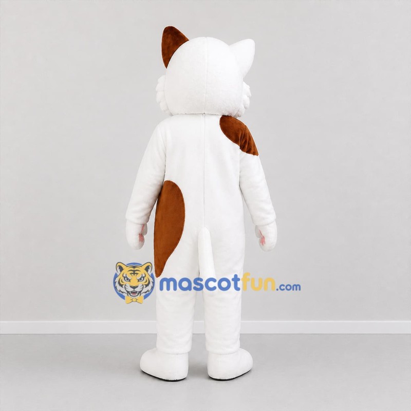 Custom White and Brown Cat Mascot Costume Adult Full Body Suit for Pet Events