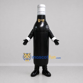 Custom Black and Silver Bottle Mascot Costume Adult Full Body Suit for Retail Promotions