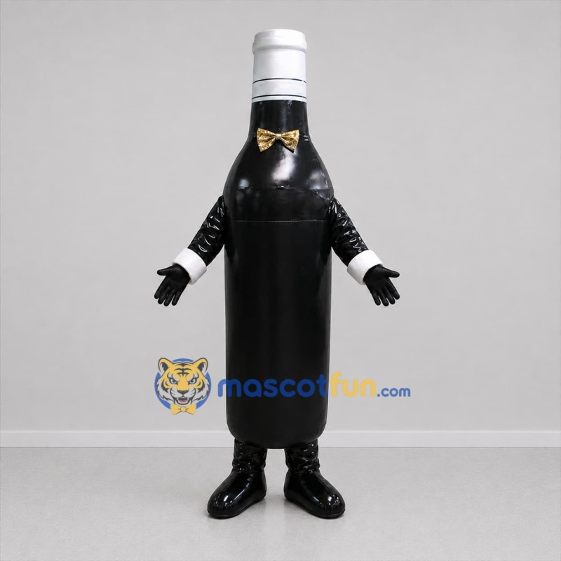 Custom Black and Silver Bottle Mascot Costume Adult Full Body Suit for Retail Promotions