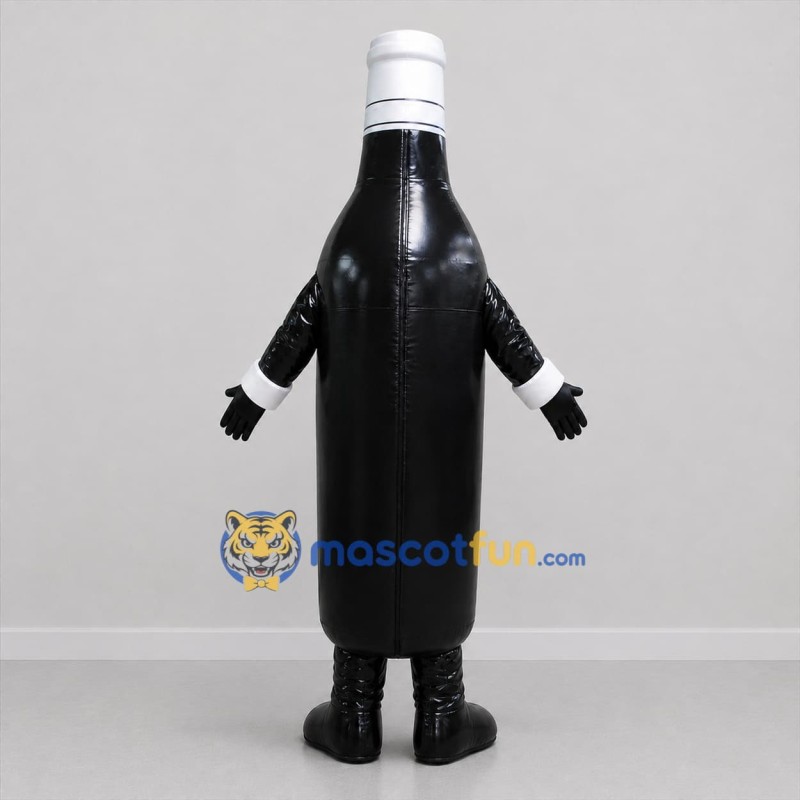 Custom Black and Silver Bottle Mascot Costume Adult Full Body Suit for Retail Promotions