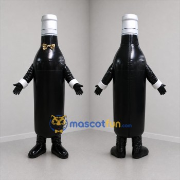 Custom Black and Silver Bottle Mascot Costume Adult Full Body Suit for Retail Promotions
