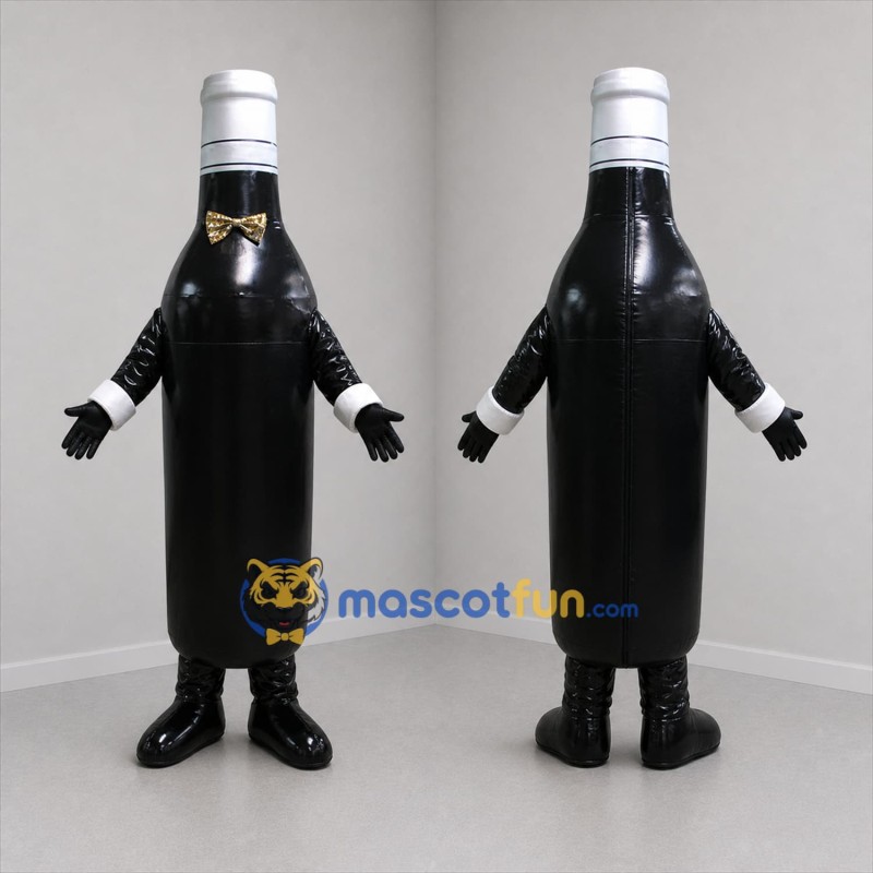 Custom Black and Silver Bottle Mascot Costume Adult Full Body Suit for Retail Promotions