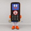 Custom Black and Orange Mobile Phone Mascot Costume Adult Full Body Suit for Educational Events