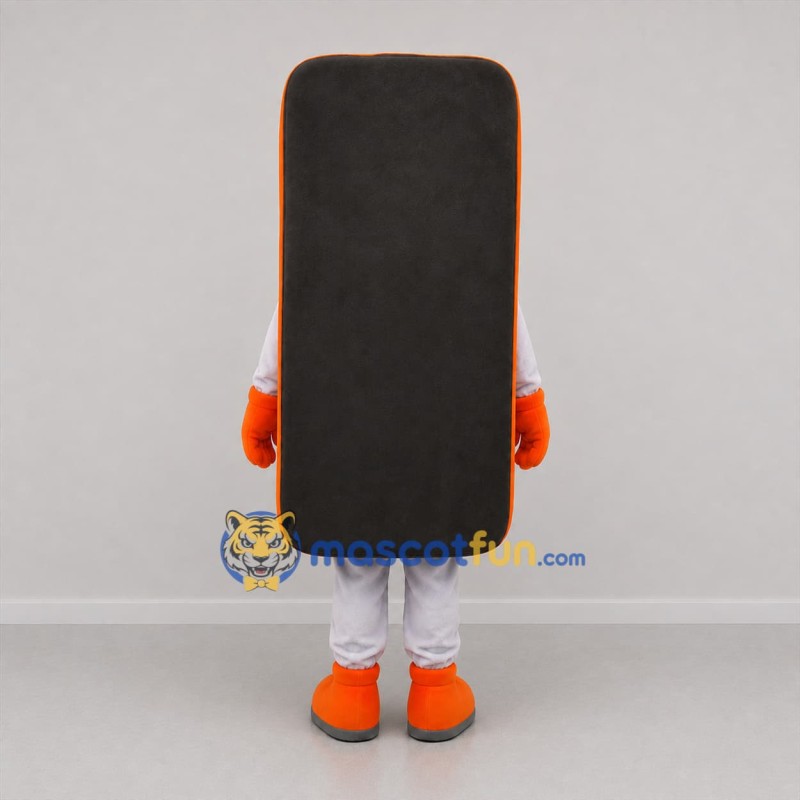 Custom Black and Orange Mobile Phone Mascot Costume Adult Full Body Suit for Educational Events