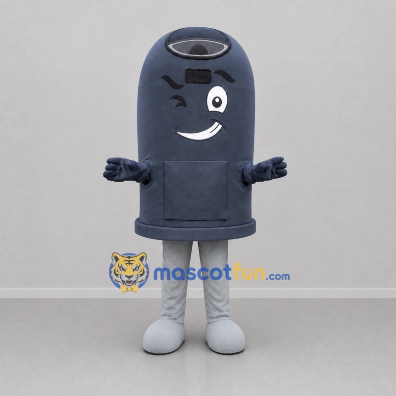 Custom Gray Trash Bin Mascot Costume Adult Full Body Suit for Recycling Events