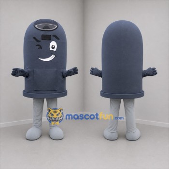 Custom Gray Trash Bin Mascot Costume Adult Full Body Suit for Recycling Events