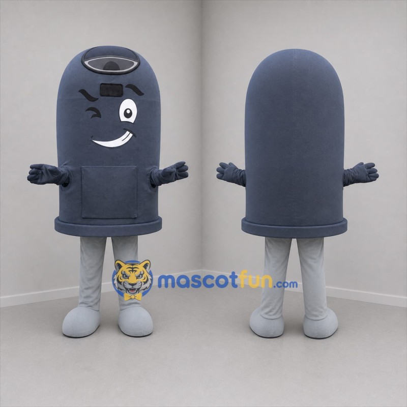 Custom Gray Trash Bin Mascot Costume Adult Full Body Suit for Recycling Events