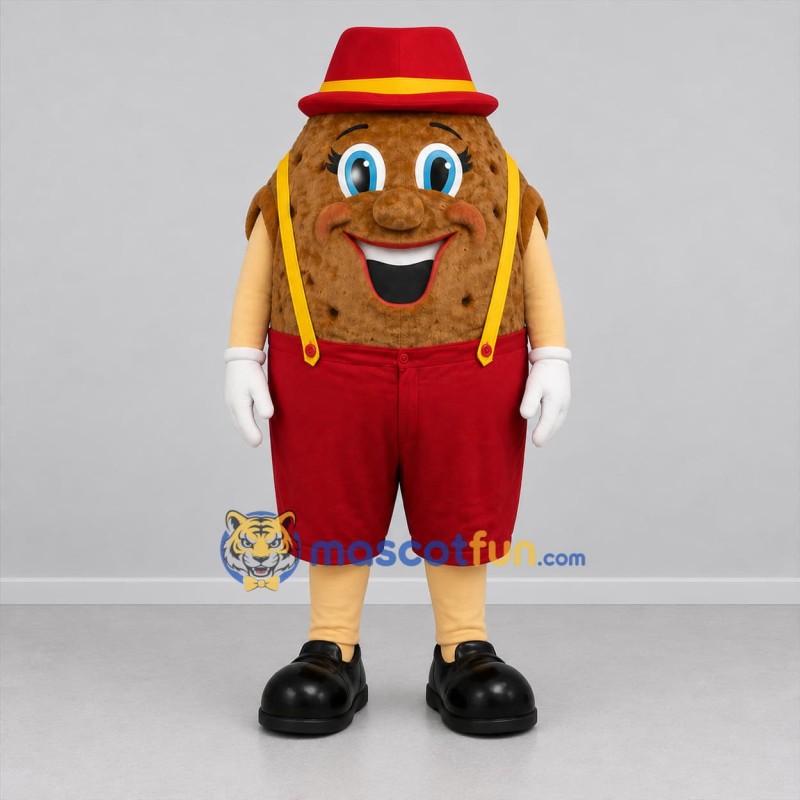 Custom Brown and Red Potato Mascot Costume Adult Full Body Suit for Food Promotions