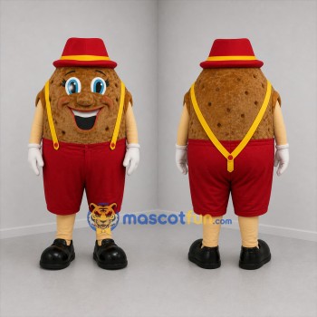 Custom Brown and Red Potato Mascot Costume Adult Full Body Suit for Food Promotions