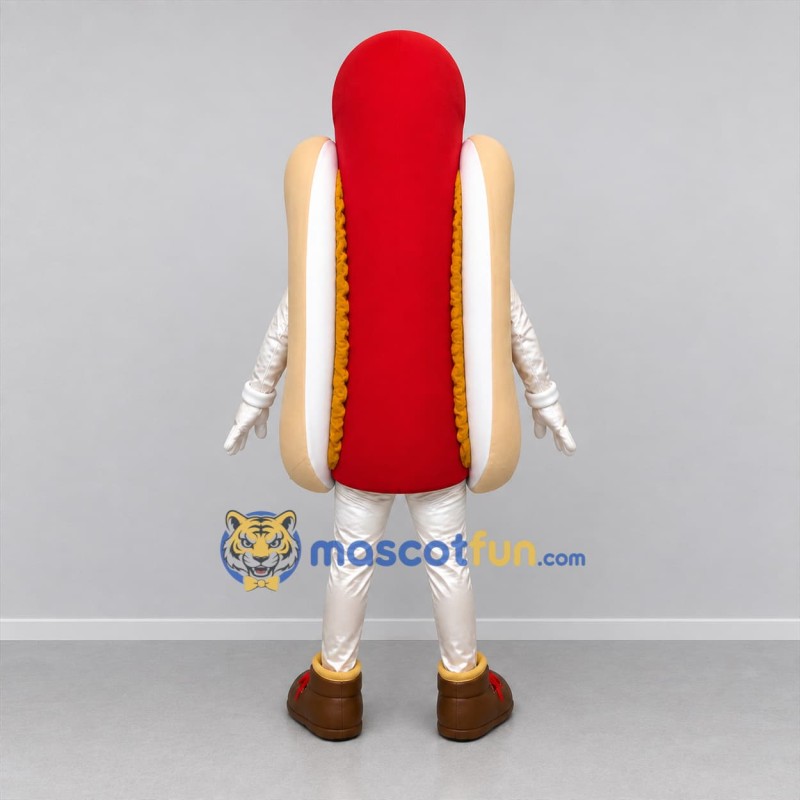 Custom Red and Tan Hot Dog Mascot Costume Adult Full Body Suit for Food Promotions