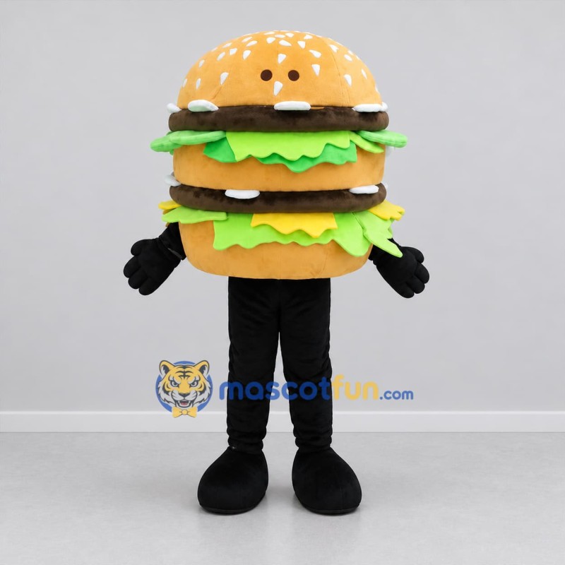 Custom Brown and Green Double Burger Mascot Costume Adult Full Body Suit for Food Promotions