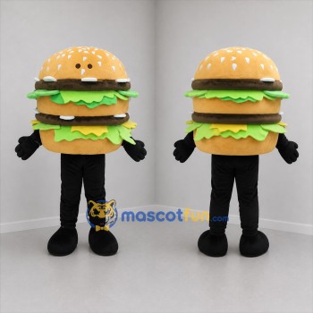Custom Brown and Green Double Burger Mascot Costume Adult Full Body Suit for Food Promotions