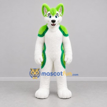 Custom Green and White Dog Mascot Costume Adult Full Body Suit for Costume Parties
