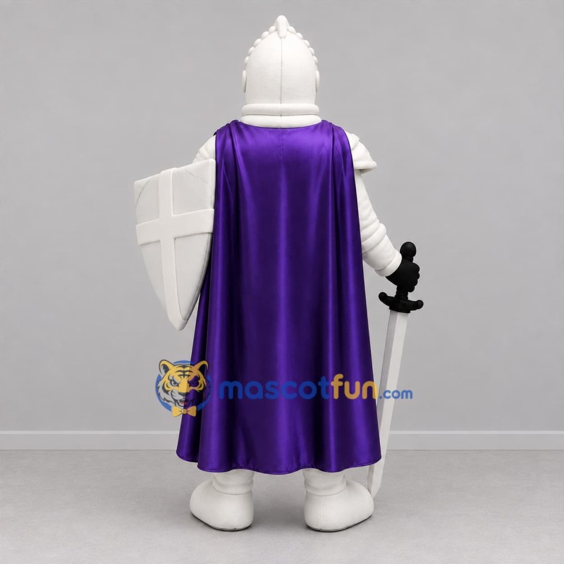 Custom White and Purple Armored Knight Mascot Costume Adult Full Body Suit for Medieval Festivals