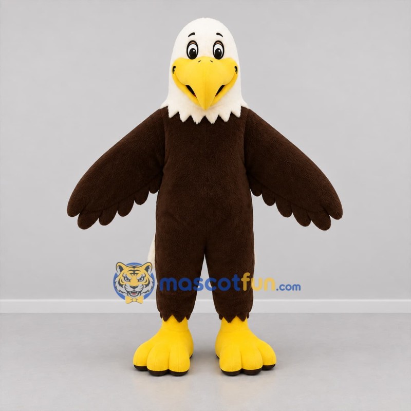 Custom Brown and White Bald Eagle Mascot Costume Adult Full Body Suit for Wildlife Events