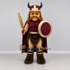 Custom Burgundy and Gold Viking Warrior Mascot Costume Adult Full Body Suit for Medieval Festivals