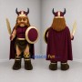 Custom Burgundy and Gold Viking Warrior Mascot Costume Adult Full Body Suit for Medieval Festivals