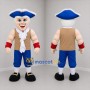 Custom Blue and Brown Colonial Man Mascot Costume Adult Full Body Suit for Historical Parades