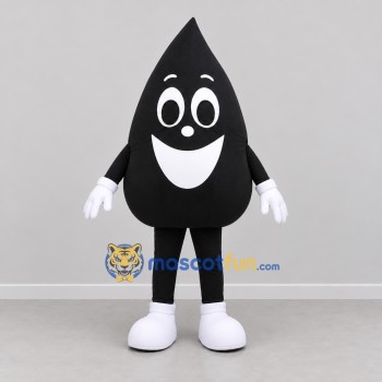 Custom Black and White Droplet Mascot Costume Adult Full Body Suit for Educational Events