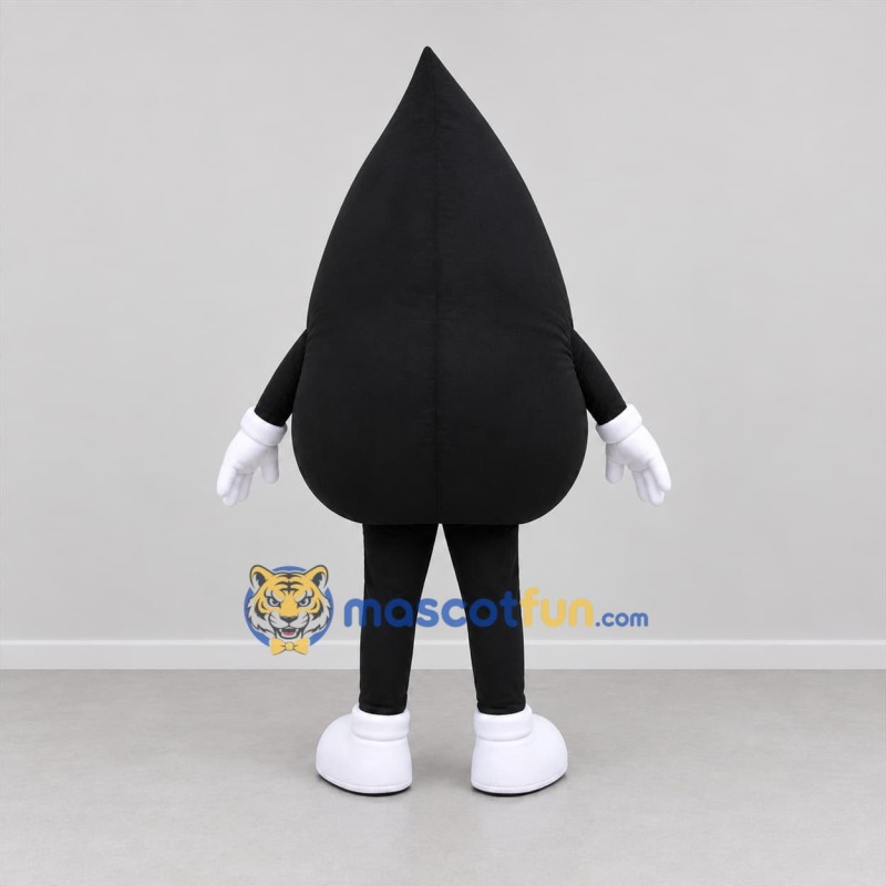 Custom Black and White Droplet Mascot Costume Adult Full Body Suit for Educational Events