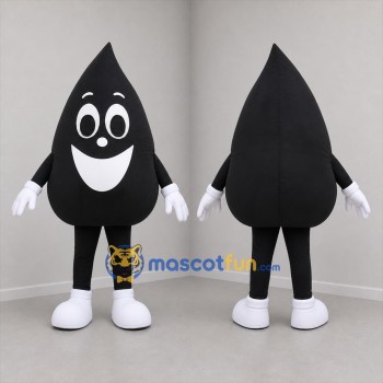 Custom Black and White Droplet Mascot Costume Adult Full Body Suit for Educational Events