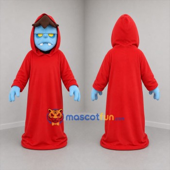 Custom Blue and Red Hooded Monster Mascot Costume Adult Full Body Suit for Halloween Events