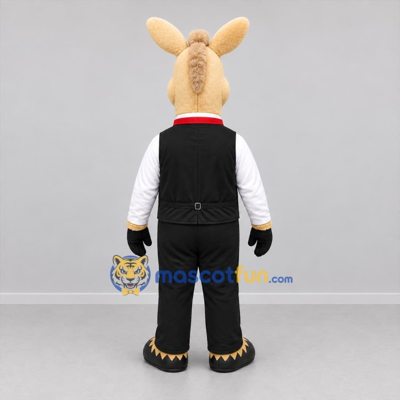 Custom Tan and Black Formal Donkey Mascot Costume Adult Full Body Suit for Community Events